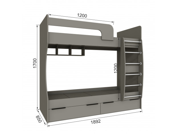 Подростковая Мадрид Кровать (0,8) двухярусная модуль 1