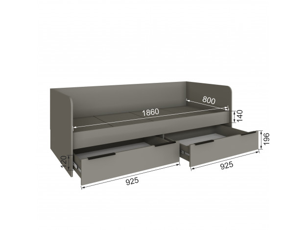 Подростковая Мадрид Кровать (0,8) с 2 ящиками модуль 2
