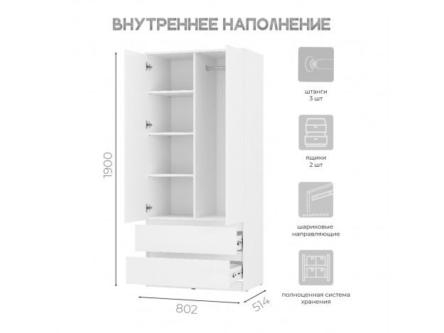 Шкаф 2-х створчатый Симпл ШК-03 (с антресолью/без антресоли)