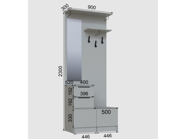 Прихожая Мадрид ЦС-2 (0,9) модуль 8