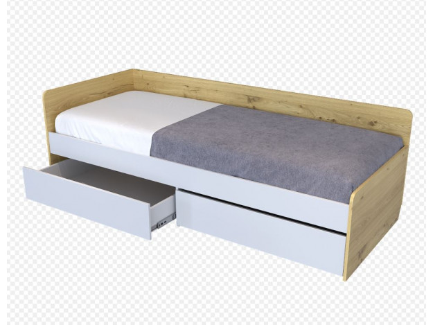 Кровать Stif 2 ящ белый с основанием ДСП