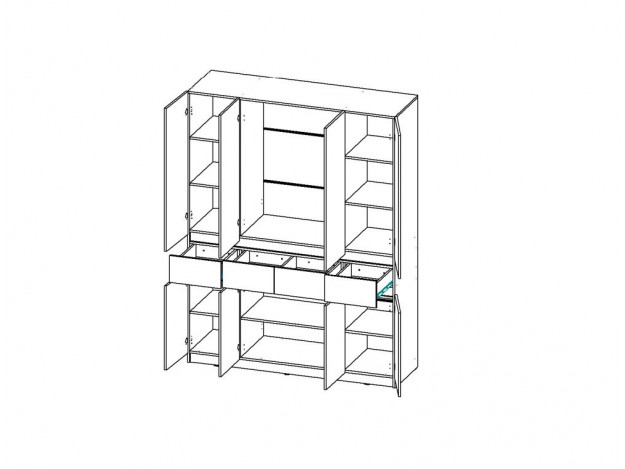 Шкаф Бостон Лайт ШК-004 (4-ств.) (с антресолью/без антресоли)