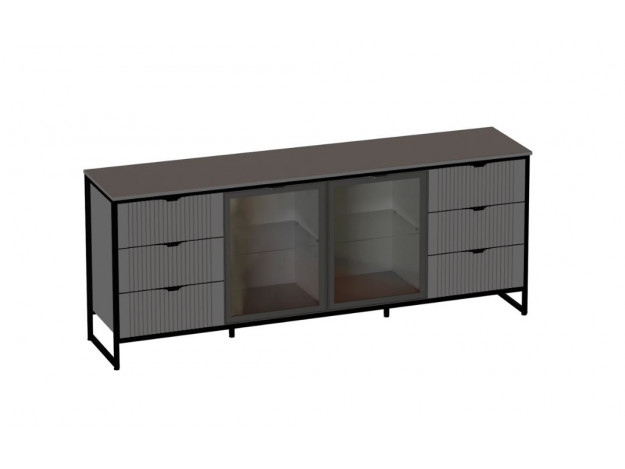 Тумба 2 дв 6 ящ "Нора" гостиная со стеклянными дверями модуль 4