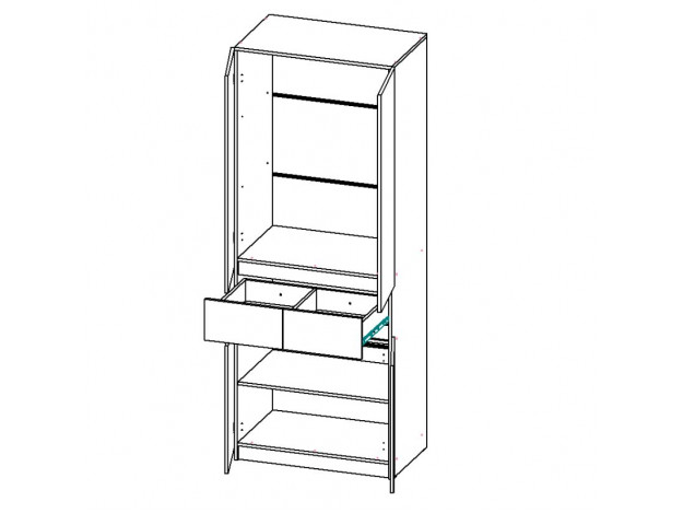 Шкаф Бостон Лайт ШК-002 (2-ств.) (с антресолью/без антресоли)