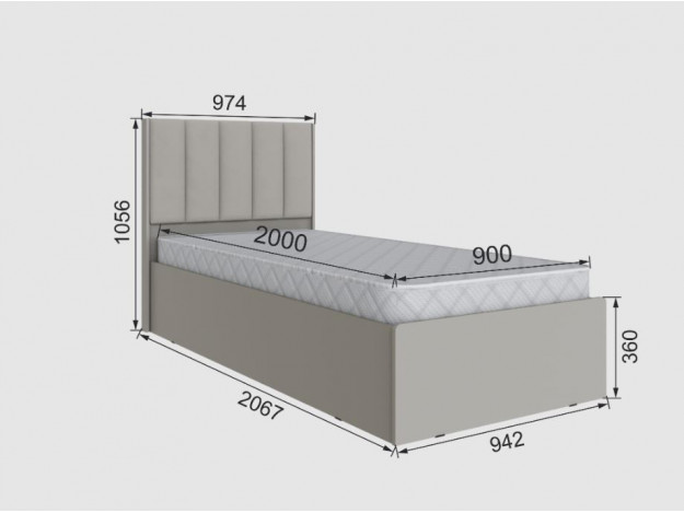 Спальня Мадрид корпус кровати МД-2 (0,9) + Спальня Мадрид кровать МД-2, МД-3 (0,9) мягкое изголовье Волна модуль 15