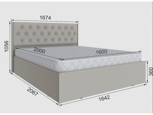 Спальня Мадрид корпус кровати МД-2 (1,6) + Спальня Мадрид кровать МД-2, МД-3 (1,6) мягкое изголовье Ромб модуль 22