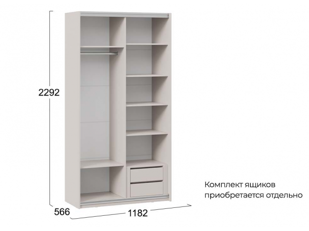 Шкаф-купе с 1 глухой и 1 зеркальной дверями Оскар Хилтон (118/140 см)