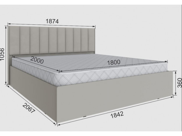 Спальня Мадрид корпус кровати МД-2 (1,8) + Спальня Мадрид кровать МД-2, МД-3 (1,8) мягкое изголовье Волна модуль 23