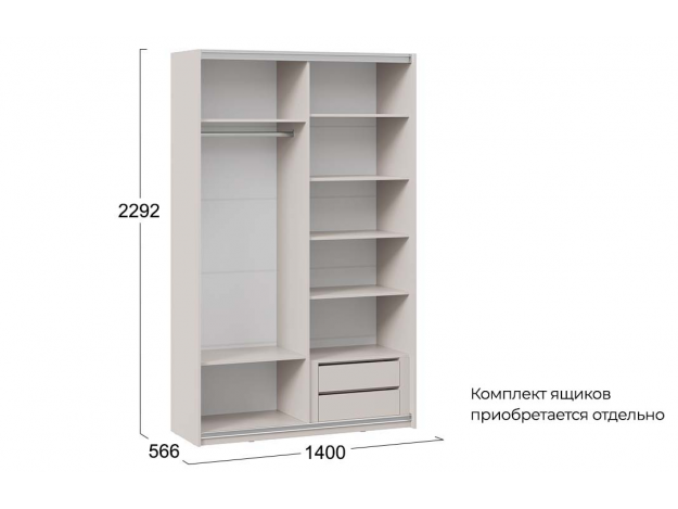 Шкаф-купе с 1 глухой и 1 зеркальной дверями Оскар Хилтон (118/140 см)