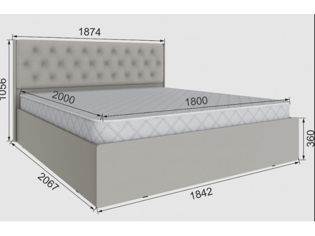 Спальня Мадрид корпус кровати МД-2 (1,8) + Спальня Мадрид кровать МД-2, МД-3 (1,8) мягкое изголовье Ромб модуль 24