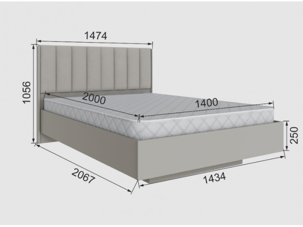 Спальня Мадрид корпус кровати МД-3 (1,4) + Спальня Мадрид кровать МД-2, МД-3 (1,4) мягкое изголовье Волна модуль 25