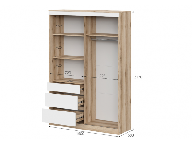 Шкаф-купе Брауни (1,5 м) (с зеркалом/без зеркала)