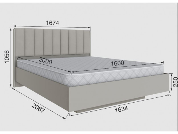 Спальня Мадрид корпус кровати МД-3 (1,6) + Спальня Мадрид кровать МД-2, МД-3 (1,6) мягкое изголовье Волна модуль 27