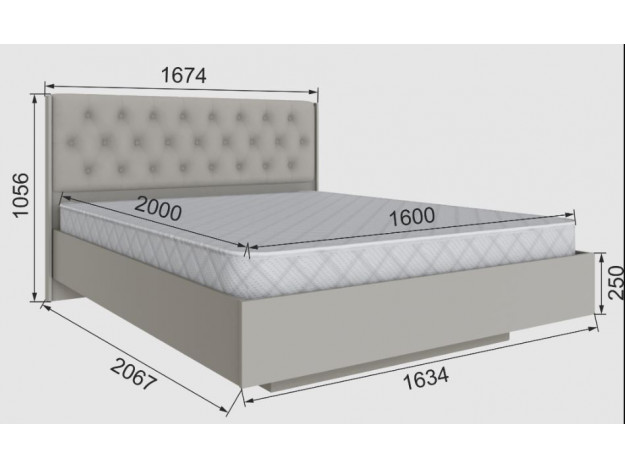 Спальня Мадрид корпус кровати МД-3 (1,6) + Спальня Мадрид кровать МД-2, МД-3 (1,6) мягкое изголовье Ромб модуль 28