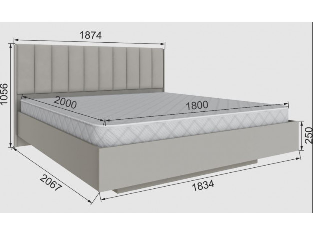 Спальня Мадрид корпус кровати МД-3 (1,8) + Спальня Мадрид кровать МД-2, МД-3 (1,8) мягкое изголовье Волна модуль 29