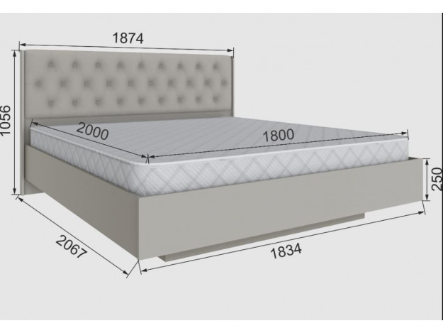 Спальня Мадрид корпус кровати МД-3 (1,6) + Спальня Мадрид кровать МД-2, МД-3 (1,8) мягкое изголовье Ромб модуль 30