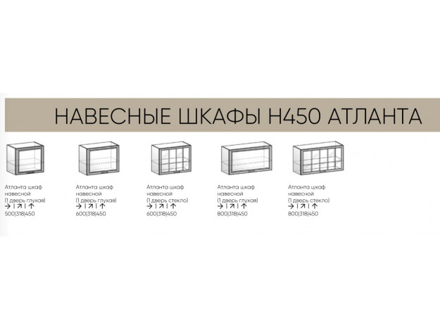 Навесные шкафы горизонтальные на 450 мм