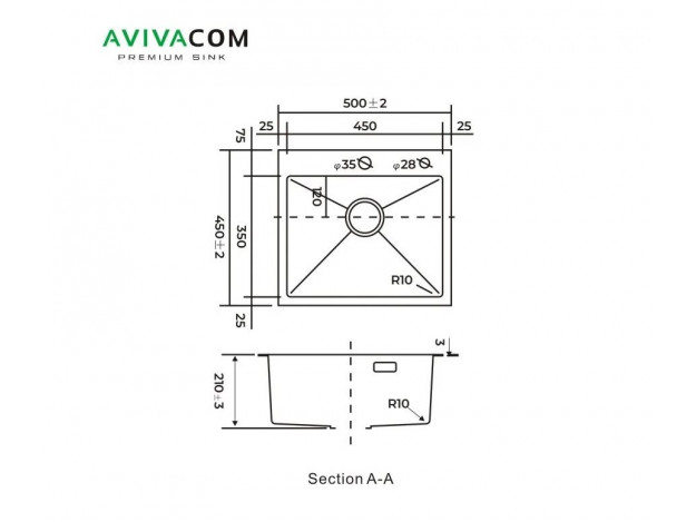 Кухонная мойка Декор металл 50х45 Avivacom