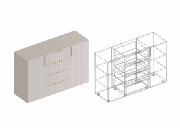 Комод Тефия 2-ств с 4 ящиками модуль 3