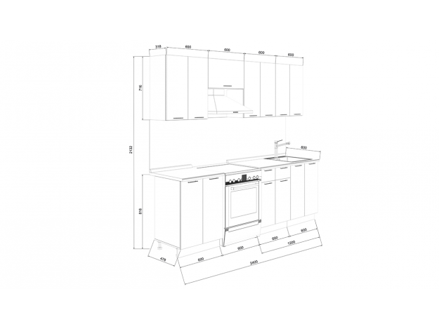 Кухонный гарнитур Лина (2,4 м)
