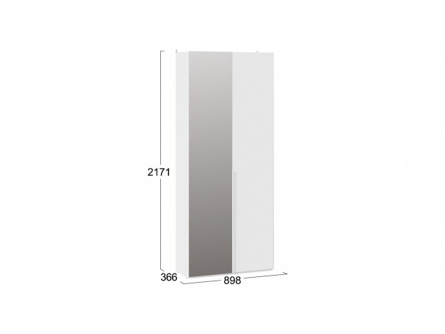 Шкаф для одежды (366) с 1 глухой и 1 зеркальной дверями «Порто» мод 28