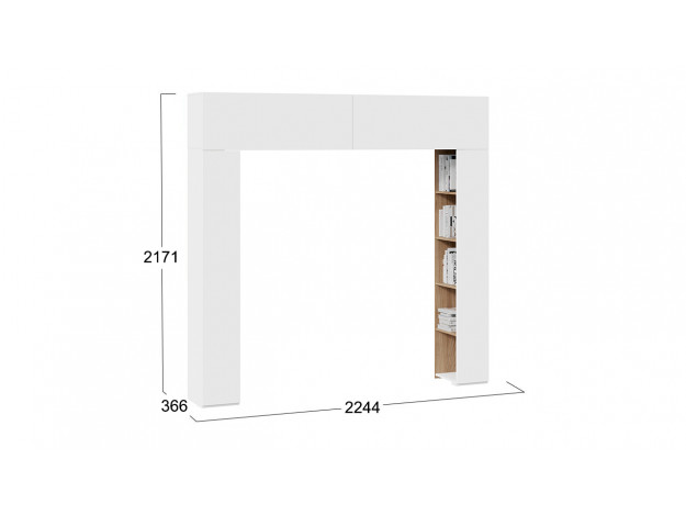 Шкаф навесной (366) со стеллажами «Порто» (Белый жемчуг/Яблоня беллуно/Белый софт) мод 18