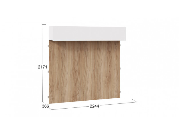 Шкаф навесной (366) с декоративными панелями «Порто» (Белый жемчуг/Яблоня беллуно/Белый софт) мод 15