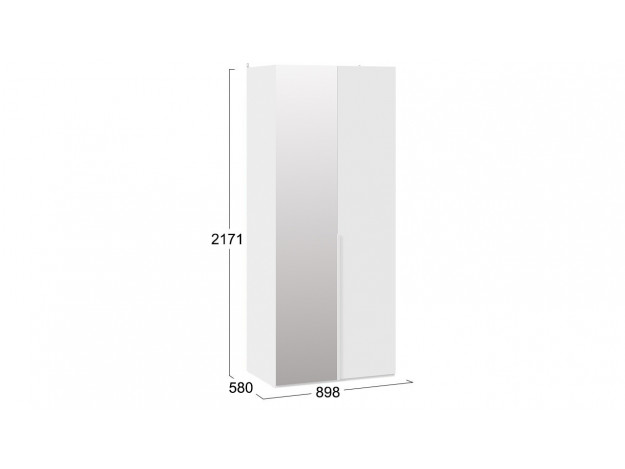 Шкаф для одежды (580) с 1 глухой и 1 зеркальной дверями «Порто» мод 19