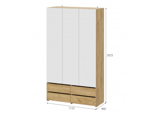 Шкаф трехстворчатый Абрау (с антресолью/без антресоли)