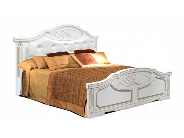 Спальня Барбара Кровать 160 с ламелями и мягким изголовьем мод 2