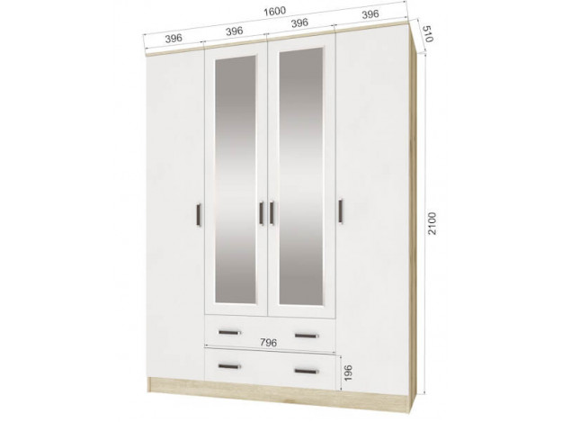 Шкаф комбинированный Лагуна (1,6) с зеркалом модуль 6