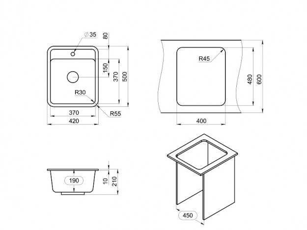 Кухонная мойка ST-4202 (420х500)
