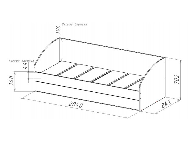 Кровать с ящиками Геометрия ГМТ.01