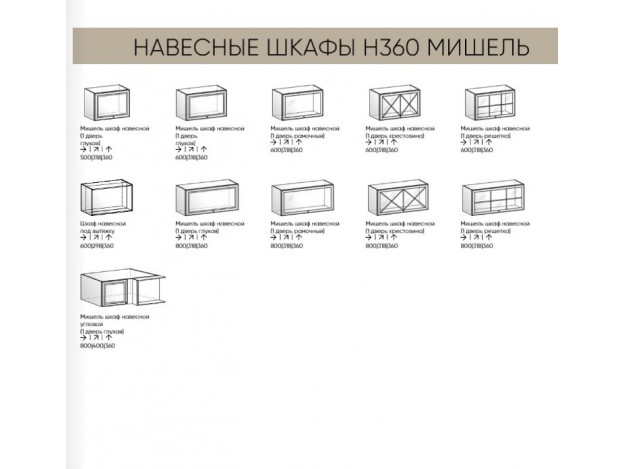 Навесные горизонтальные шкафы на 360 мм