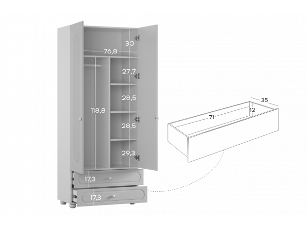 Шкаф двухдверный Милана (Mebelson)