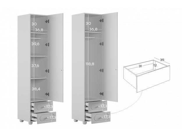 Шкаф однодверный Милана  (Mebelson)
