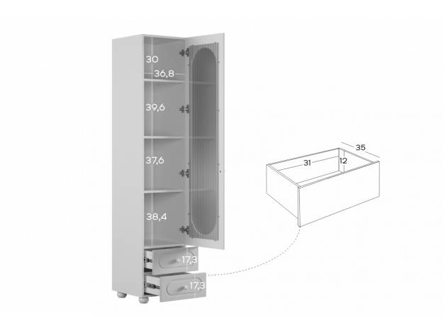 Шкаф однодверный Милана  со стеклом (Mebelson)