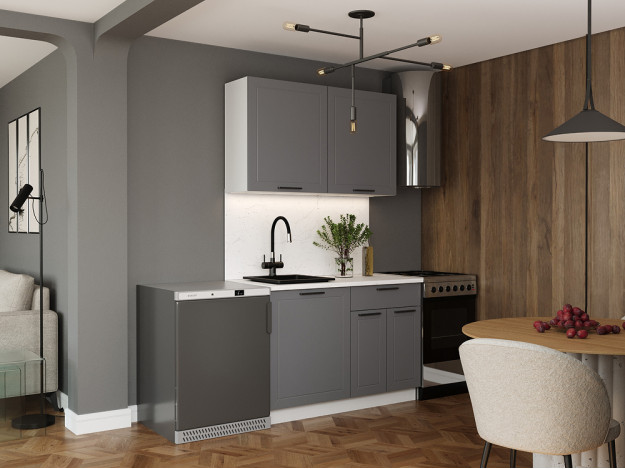 Кухня 1,2 м Эстер (белый/белый, маренго силк)