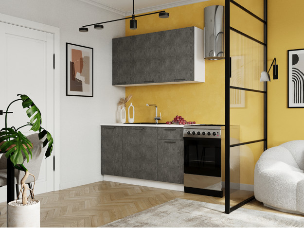 Кухня 1,4 м "Хейли" белый, бетон (корпус белый) 