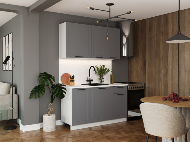 Кухня 1,4 м Эстер (белый/белый, маренго силк)