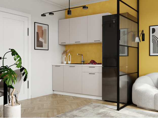 Кухня 1,6 м "Хейли" белый, кашемир (корпус белый) 