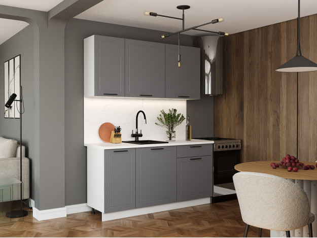 Кухня 1,6 м Эстер (белый/белый, маренго силк)