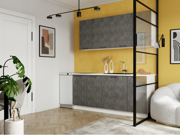 Кухня 1,8 м "Хейли" белый, бетон (корпус белый) 