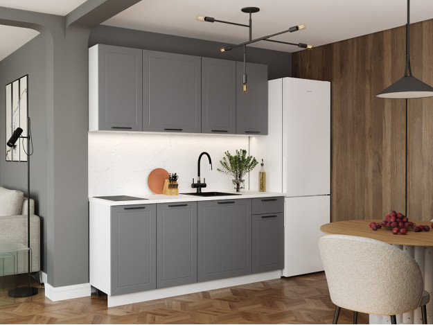 Кухня 1,8 м Эстер (белый/белый, маренго силк)