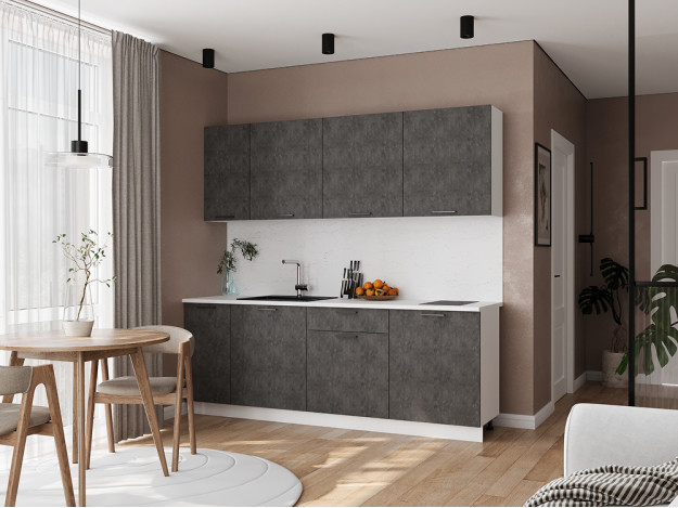 Кухня 2,2 м "Хейли" белый, бетон (корпус белый) 